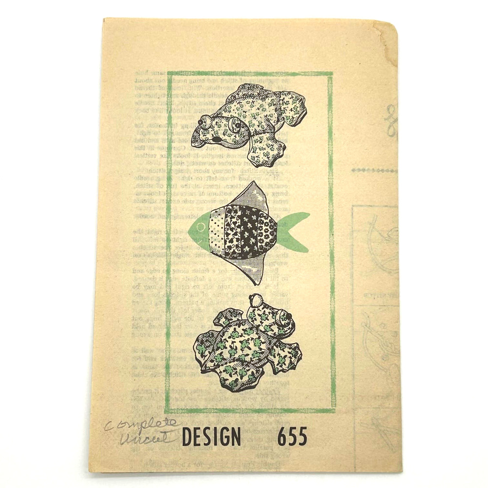 Vintage Frog and Fish Potholder Pattern Design #655